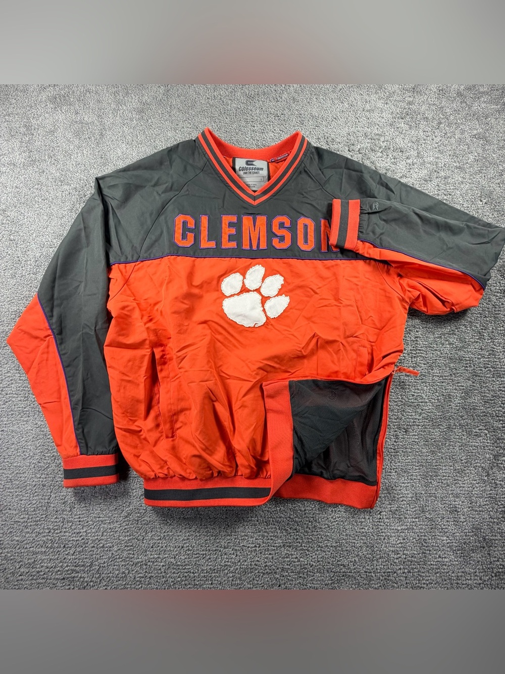 Clemson Tigers Windbreaker Pullover Jacket Mens L Pockets Mesh Lined Dad Coach